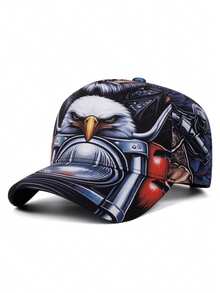 1pc Fashion Baseball Cap, Dragon & Tiger Print Hip Hop Street Skateboard Hat, Outdoor Adjustable Sun Hat, Casual Decorative Hat, Unisex - Dragon Tiger Eagle - View 9