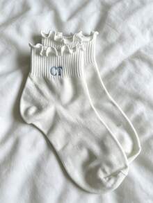 Personalized Embroidered Initial Socks, Customized Letter Pattern Bridesmaid Gift, Wedding Party Socks, Bridal Shower Favor - Multicolor - View 9