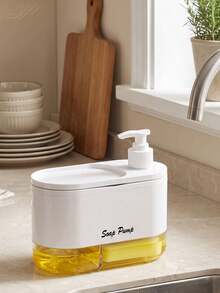 2-In-1 Dish Soap Dispenser Pump Bottle Sponge Holder, Multi-Function Dish Liquid Dispenser, Bathroom Countertop Storage Rack With Sponge Tray, Kitchen & Bathroom Decor, Bathroom Accessories, Kitchen Dorm Essentials, College Bathroom Supplies - Multicolor - View 5