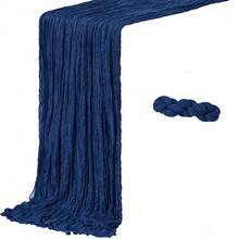 16 Pack Navy Blue Cheesecloth Table Runners, Gauze Table Runner, Rustic Boho Sheer Cheese Cloth Fabric Runner, Long Wrinkled Table Decor Bulk For Wedding, Party, Bridal Shower, Baby Shower, Birthday, Reception, Thanksgiving, Christmas, Garden Party - Navy Blue - View 14