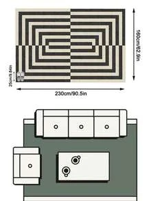 1pc Black And White Geometric Striped Modern Minimalist Style Area Rug, Made Of Faux Cashmere Material, Rectangular Shape, High-Definition Digitally Printed Concentric Rectangle Pattern, Machine Washable, Suitable For Living Room And Bedroom, Everyday Home Decor, And Aesthetic Home Decor. - Multicolor - View 14