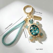 1pc Women's Turtle Keychain, Faux Crystal Turtle Key Ring, Cute Animal Pendant, Suitable For Handbags, Car Keys, Perfect Gift For Back To School, Birthday - Multicolor - View 2