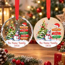 Custom Christmas Signpost Ornament, Personalized 2-5 Names Holiday Tree Decor, Festive Snowman Winter Style, Customized Christmas Hanging Decoration, Customizable Family Name Ornament, Christmas Home Decor, Holiday Keepsake Gift 2026, Room Decor - Multicolor - View 7