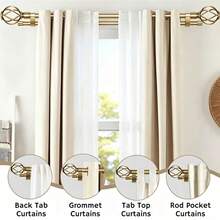 1 Set Double Rod Curtain Rod Kit, Metal Adjustable Splice Double Rod Curtain Rod Set, Suitable For Windows, Comes With Brackets, Perfect For Bathroom, Bedroom And Living Room Blackout Curtains (Gold) - American Style Double Rod - Gold - View 2