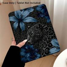 Cat & Lily Pattern Painted Effect Tablet Protective Case With Stand, Compatible With Honor 8/9/10/X8/X8A/X9/X8Pro/X9Pro, MatePad SE 11"/MatePad 11"/11.5", MatePad Pro, Apple 10th Gen/11th Gen 2025 (A16), Galaxy Tab A7/A9 And Other Popular Models - Style 14 - View 1