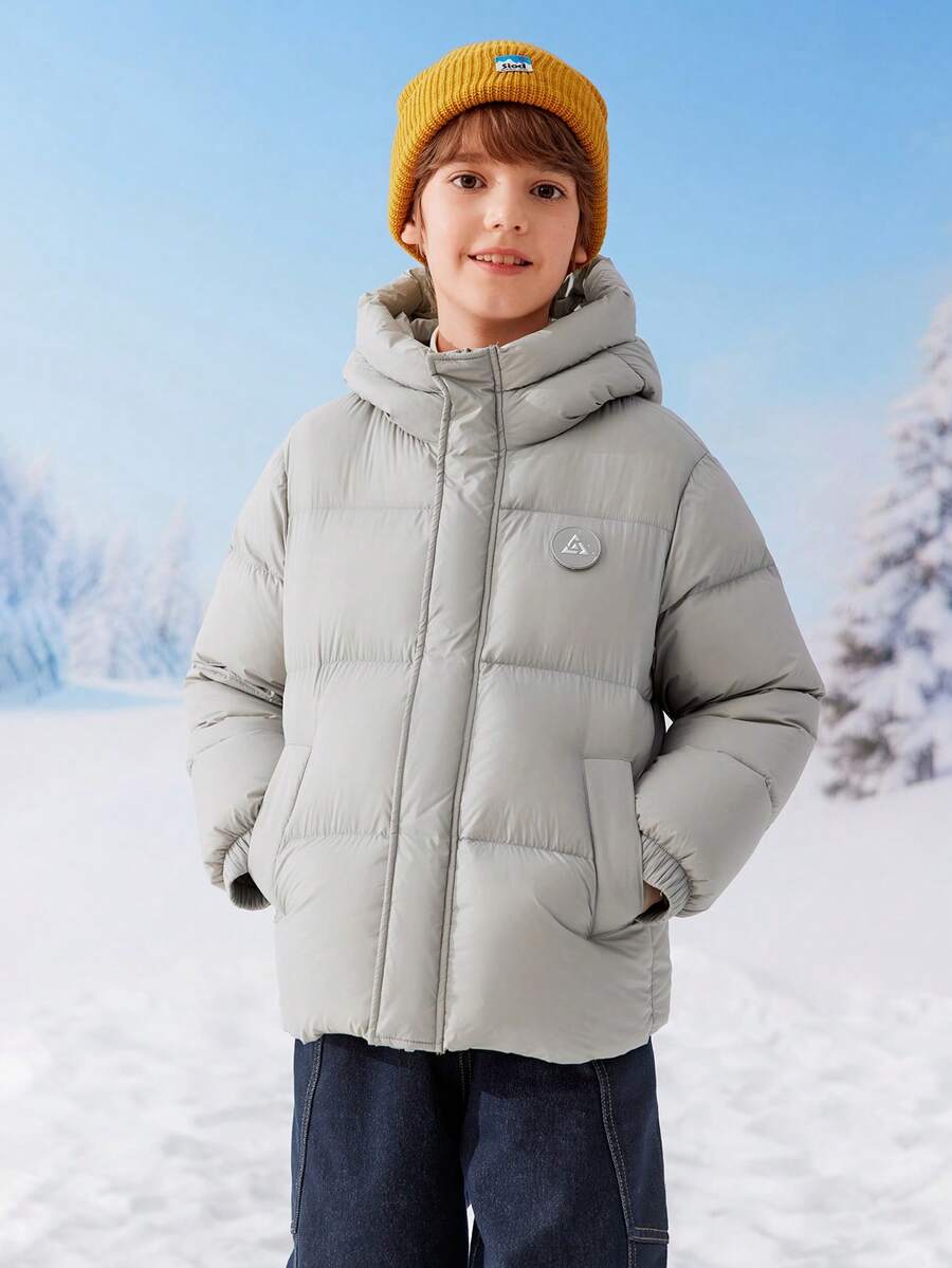 Balabala Kids Thick Padded Coat Soft Warm Outerwear Loose Jacket For Boys Girls Winter Daily Outfit - Cold Gray - View 1