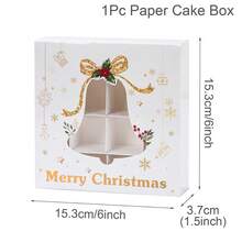 4pcs/1pc Merry Christmas Paper Treat Boxes With Hollow Cutout Window, Gold Foil Santa Snowflake Bell Reindeer Pattern Xmas Gift Box, Holiday Party Packaging Box For Baking Party Favors - Multicolor - View 16