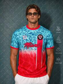 Jersey Timnas AS Miami untuk Pria dan Remaja, Desain Internasional, Atasan Nyaman, untuk Pertandingan, Pakaian Kasual, dan Hadiah. - Hot Pink - View 7