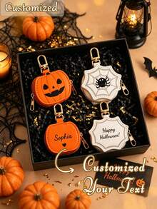 Personalized Text Holiday Mini Zipper Coin Purse Keychain, Custom PU Small Wallet Bag Charm, Halloween & Christmas Themed Cute Pouch, Customized Seasonal Gift Accessory - Multicolor - View 1