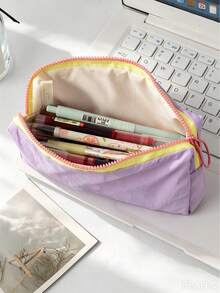 Custom Embroidered Name Pencil Case, Personalized Text Zipper Pen Bag, Large Capacity Stationery Storage Pouch, Aesthetic School Supplies, Customized Gift For Girls Students > - Multicolor - View 5