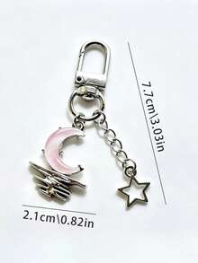 1pcAesthetic Moon & Star Keychain, Meteor Crescent Bag Charm, Lovely Women Girls Backpack Decor Gift - Multicolor - View 2