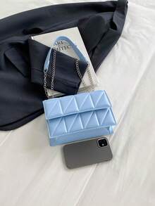 Women's Embossed Chain Shoulder Bag - Dusty Blue - View 3