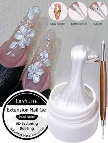 LILY'CUTE 1/3件組 8ml 珍珠白 5D 雕塑雕刻造型凝膠,不黏手延伸建構美甲凝膠,可浸泡卸除式 3D DIY 與沙龍美甲指甲油 - 彩色 - 查看 4