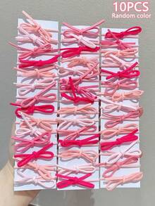10pcs Korean Style Pink Bow Hair Accessories - Suede Texture Ponytail ...