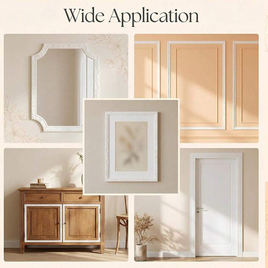 1 Roll 1m 3D PVC Self-Adhesive Decorative Soft Line, Palace Style Decorative Soft Line, Easy To DIY And Peelable Decorative Border, Baseboard Ceiling Decorative Line Background Wall Molding Line 3D Wall Sticker Home Decor - A - View 1