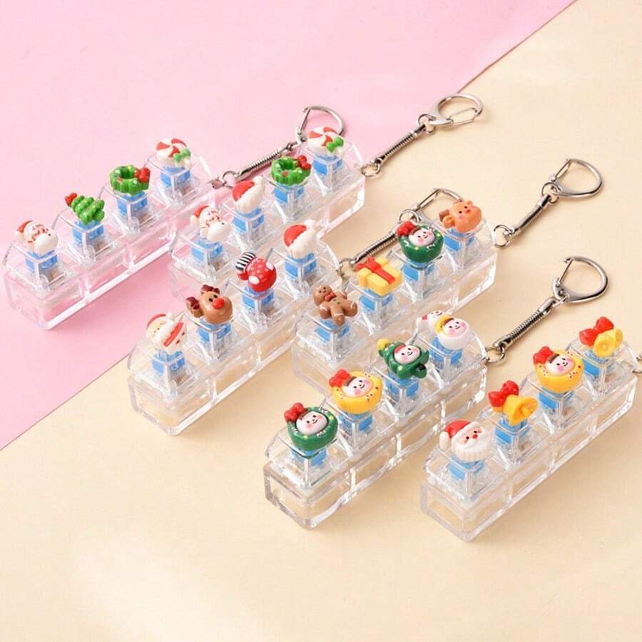 1pc Christmas Keyboard Keycap Keychain Accessory, Creative Santa Claus Keycap Pendant Charm, Suitable For Backpack, Handbag Portable Decoration, Holiday Gift - Multicolor - View 1