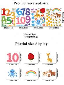 1 Set English Number Wall Stickers For Kindergarten Classroom Decor, Children's Room And Bedroom Wall Decoration, Early Education Stickers - A - View 7