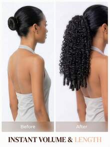 ARABELLA Burmese Curly Ponytail 100% Human Hair Drawstring Ponytail Extension Clip In Hair Curly Glueless Natural Black Onytails For Women Clip In On Ponytail Hair Extensions Beginner Friendly - SNatural - View 7
