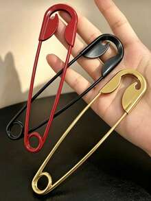 3pcs/Set Women's Large Safety Pin Style Hair Clips, Minimalist Metal Hair Clips, Back Bun Fixing Hair Accessories, 3 Colors Available, Suitable For Daily Hairstyle Decoration - Multicolor - View 4