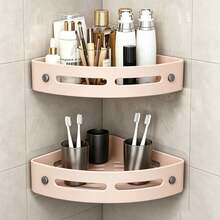 1pc Triangle Corner Shower Caddy, Bathroom Storage Rack, Indoor Shower Shelf, Shampoo Organizer, Kitchen & Bathroom Storage Box, Space-Saving Triangle Corner Shelf, Durable Wall-Mounted Bathroom Shampoo, Soap & Cosmetic Organizer, Easy To Install - Multicolor - View 6