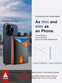 Men RFID Blocking Wallet Carbon Fiber Ultra Thin Front Pocket Credit Card Holder Anti Theft Business Microfiber Leather Cardholder Gift For Him - Multicolor - View 6