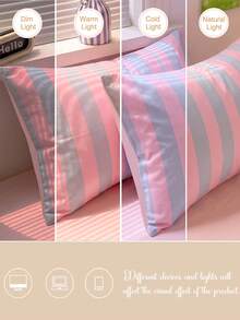 1/2 buah Sarung Bantal Motif Garis Warna-warni - Terbuat dari Kain Poliester Lembut, Cocok untuk Sarung Bantal di Sofa Kamar Tidur - Penutup Bantal Dekoratif, Dapat Digunakan Sepanjang Tahun - MultiWarna - View 6