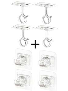 No-Drill Curtain Rod Bracket, Self-Adhesive Curtain Rod Holder, Adjustable No-Nail Curtain Rod Hook, Suitable For Bedroom, Bathroom, Kitchen And Home, Curtain Wall Hook, No Drilling Required, Christmas Holiday Wall Decoration - C-multicolor - View 23