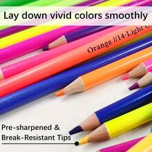 Pensil Warna Neon Fluorescent 24/50, Perlengkapan Seni, Set Pensil, Buku Mewarnai yang Bagus, Pensil untuk Kelas - Pensil warna fluorescent 24 warna - View 7