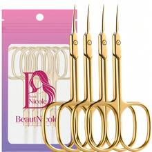 BeautNicole 2/4pcs Stainless Steel Fine Curved Blade Cuticle Scissors, Used For Trimming Eyebrows, Eyelashes And Dry Skin, As Well As Nail Care Tools - Multicolor - View 11
