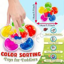 Flower-Shaped Color Sorting Toy Set, Designed To Enhance Fine Motor Skills And Color Recognition, Perfect For Parent-Child Interaction - Multicolor - View 2