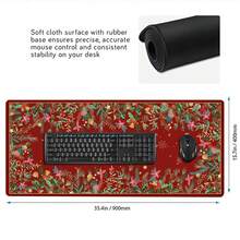 Christmas Red Persian Retro Style Large Mouse Pad Rubber Non-Slip Lock Edge Craft Desk Mat Suitable Gaming Office Accessories - View 6