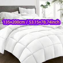 1pc Queen Size All Season Comforter Duvet Insert, Quilted Soft Breathable Microfiber Bedding, Solid White Bed Quilt - White - View 16