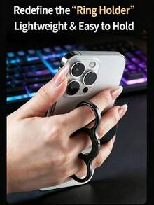 360° Rotatable Dual-Ring Three-Finger Phone Stand, Multi-Function Rotating Folding Magnetic Phone Handle Holder, Back-Clip Phone Support Stand, Suitable For Multiple Phone Models - Multicolor - View 2