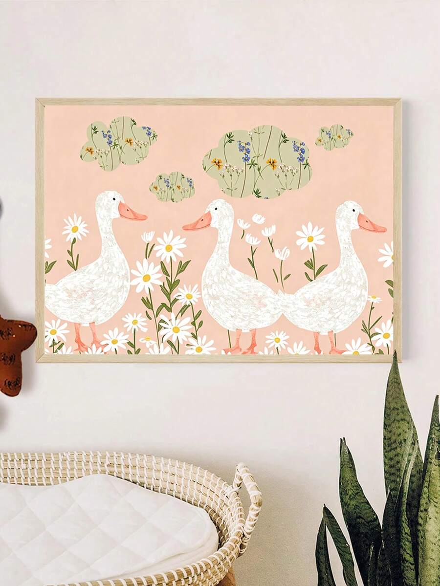 1pc Framed Canvas Wall Art Decor For Baby Nursery, Little Duck Baby ...