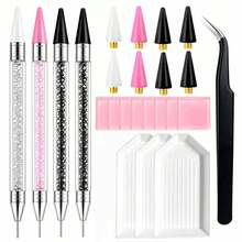4pcs Double-Ended Rhinestone Picker Wax Pencil Set - Crystal Diamond Painting Tool Kit, Includes 8 Replaceable Wax Pencil Tips, 3 Trays, Clay And Tweezers, Suitable For Nail Art Gems, Rhinestone Painting, Decoden Art And DIY Crafts - C - View 9