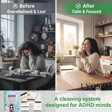 ADHD Cleaning Planner Print Featuring A Cartoon Girl With A Pink Bucket On Her Head, Surrounded By Floral Wreath And Hearts On Light Blue Background - 1 Pc - View 4