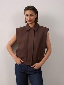 Women's Solid Color Casual Versatile Daily Wear Vest Summer - Brown - View 3