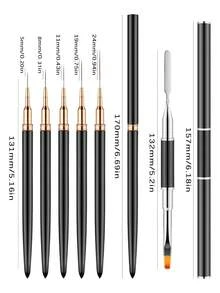 6 Pcs Nail Art Liner Brush Set, Dust Proof Cap Nail Painting Tools - Multicolor - View 6