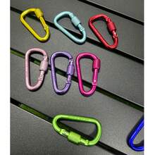 6 buah Carabiner Panjat Tebing Luar Ruangan Kait Cepat Bentuk D Pengunci Paduan Aluminium Ekstra Kuat Kokoh Gantungan Kunci Mur Klip Ransel Botol Air - View 3