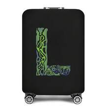 Vibrant Artistic Letter Print Elastic Luggage Cover, Dustproof & Scratch-Resistant Suitcase Protective Sleeve, Fits 18-32 Inch Travel Rolling Luggage - Black - View 20