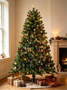 1pc Artificial Christmas Tree, With Metal Stand, Full And Dense Branches, Easy To Assemble, Reusable, Holiday Home Decoration, Suitable For Indoor Christmas Layout, Only Christmas Tree Included, No Accessories Included - Multiple Specifications - View 6