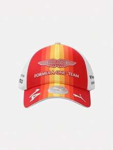Unisex AMF1 Replica Alonso Special Puma White Curved Brim Cap 02724601 - Red and White - View 1
