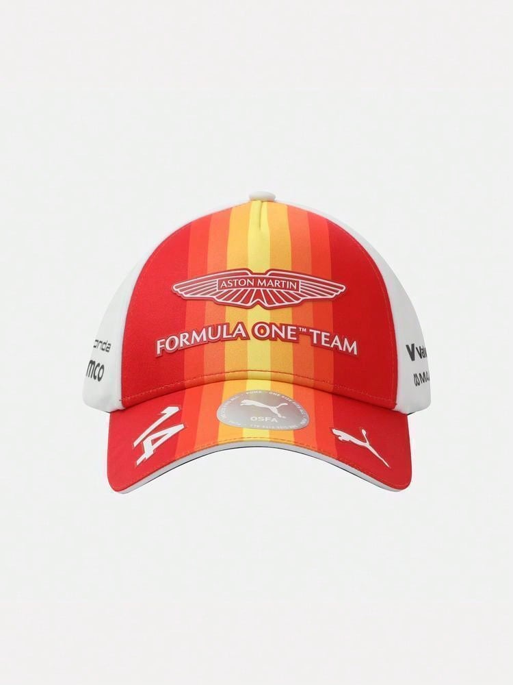 Unisex AMF1 Replica Alonso Special Puma White Curved Brim Cap 02724601 - Red and White - View 1