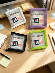 Shiny PVC Transparent 3-Ring Single-Slot Pill Bag Set, MY MEDICINE BAG And Pill Print, Large Capacity Pill Storage Binder, 7 Colorful Compartments, Reusable Travel Medicine Organizer, Suitable For Supplements And Small Daily Items, Ideal For Health-Conscious And On-The-Go Users, Essential Medical Accessory, Dorm Essential, Back To School Essential, Teacher's Day Gift, Back To School Gift - Multicolor - View 7