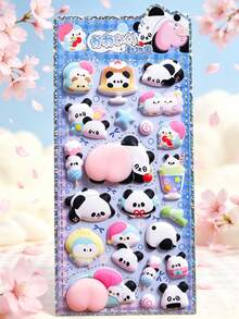 Cute Panda 3D Stickers Kawaii Animal Puffy Decals For Phone Case Scrapbooking Notebook Laptop Craft Decor - Multicolor - View 5