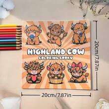 1pc Highland Cow Coloring Book, Adorable Fluffy Scottish Cow Farm Scenes, Relaxing Anti-Anxiety Coloring Sheets For Beginner - Multiple Styles - View 11