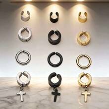 12pcs Fashion Street Stainless Steel Ear Clips, Available In Multiple Colors, Suitable For Daily Wear Or Party Occasions, Also Can Be Given As Gifts To Family And Friends - 12-piece Clip-on Earring Set - View 5