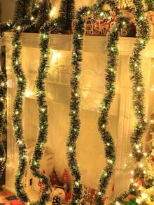 1 buah Garland Payet Jarum Pinus Hijau Tua Natal - Dipadukan dengan Rumbai Putih dan Strip Lampu LED, Ditenagai USB, 8 Mode Peredupan, Cocok untuk Dekorasi Pohon Natal Dalam Ruangan, Berlaku untuk Pesta Pernikahan, Liburan, Ulang Tahun, dan Lampu Hias Rumah - MultiWarna - View 13