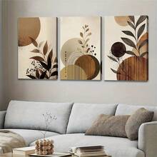 1PC Abstract Botanical Wall Art, Minimalist Modern Textured Geometry Canvas Prints Retro Classic Decor Poster Fashion Paintings Suitable For Living Room Bedroom Bathroom Kitchen Home Office Dormitory Wall Decor Picture Optional Frame - Multicolor - View 3