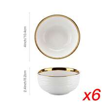 YOLIFE 2/3/4/5/6pcs 4.5in Ceramic Bowl Set, Elegant Luxury Gold Rim Design, Kitchen Accessories, Pasta Bowl, Rice Bowl, Breakfast Bowl, Suitable For Serving Hot Noodles, Rice, Great For Home, Restaurant, Party Use, Ideal Mother's Day Gift - Multicolor - View 18